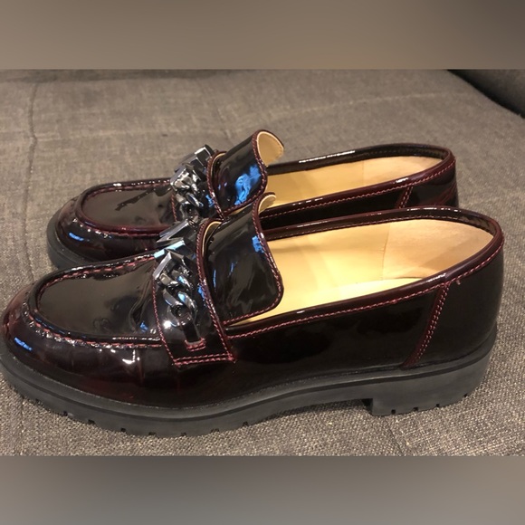 Michael Kors size 7 patent deep red leather Blaine loafers - Picture 2 of 5
